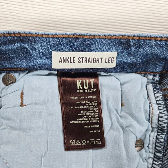 NWT KUT from the Kloth Mid Rise Ankle Straight Stretch Denim Jeans Size 12 - Picture 8 of 9